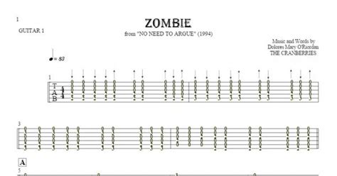 Zombie Tablature For Guitar Guitar 1 Part PlayYourNotes