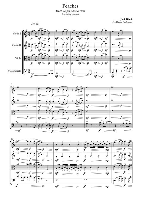 Peaches arr David Rodríguez by Jack Black Sheet Music for String