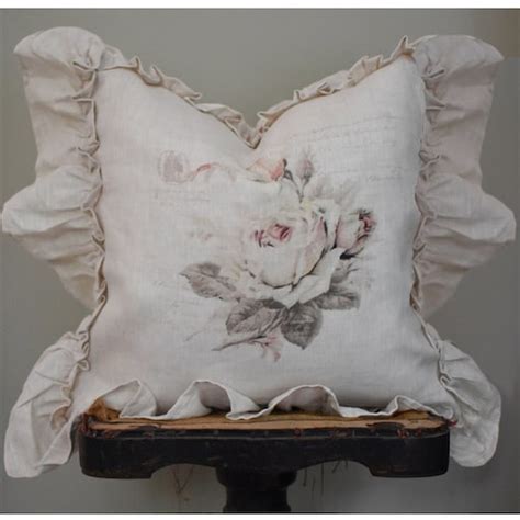 Blush Pink Rose Ruffle Pillow Cover French Country Cushion Etsy