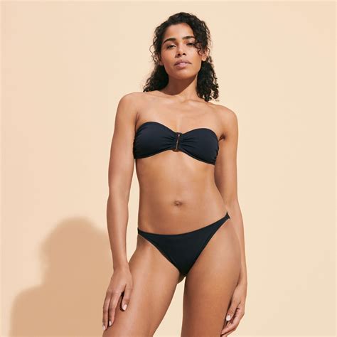 Top De Bikini De Corte Bandeau Y Color Liso Para Mujer