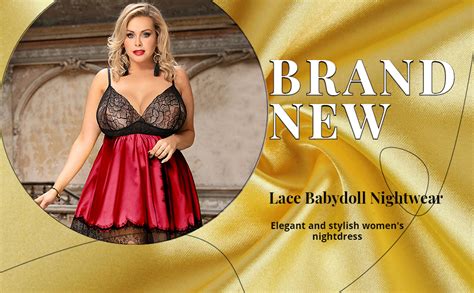 Ohmydear Plus Size Lingerie Silk Nighties For Women V Neck Satin