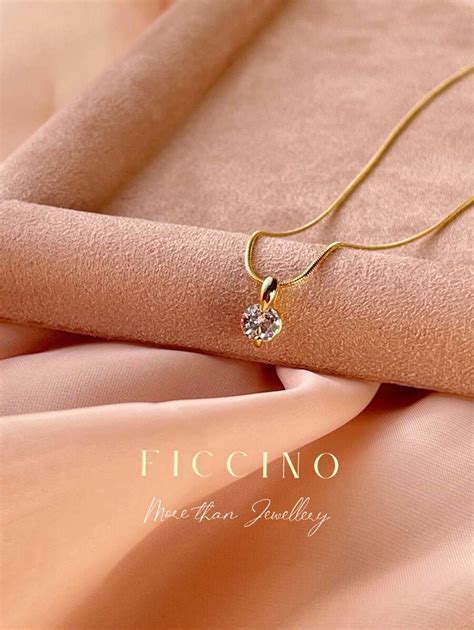 Ficcino Classic Gold Plated Round Cubic Zirconia Pendant Jewelry With