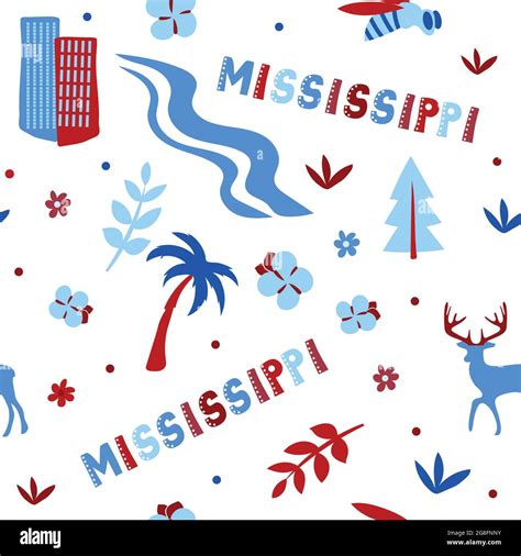 Usa Collection Vector Illustration Of Mississippi Theme State Symbols