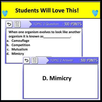 Ecosystems Science Review And NGSS Test Prep Jeopardy Science Game