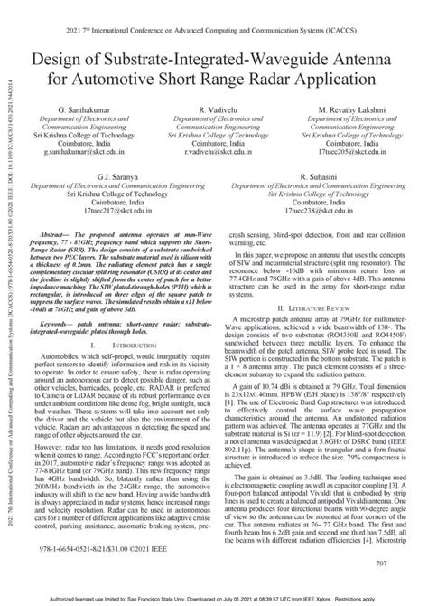 Pdf Design Of Substrate Integrated Waveguide Antenna For Automotive