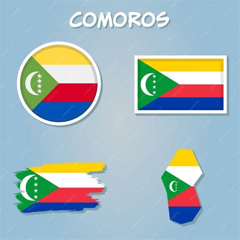 União De Bandeira De Comores Da Bandeira Nacional De Comores E Símbolo Patriótico Vetor Premium