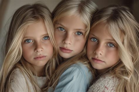 Premium Photo Three Young Girls Posing Together For A Picture