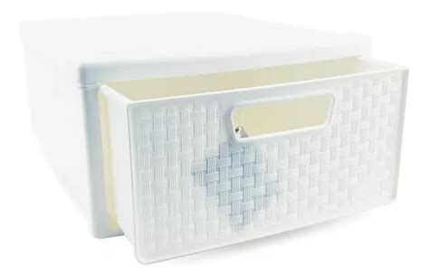 Caja Decorativa De Nitron Gaveteiro Multiuso Modular Rattan Color