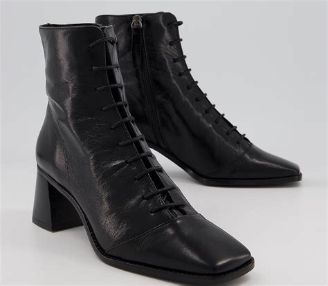 Office Ariella Lace Up Boots Black Leather Ankle Boots