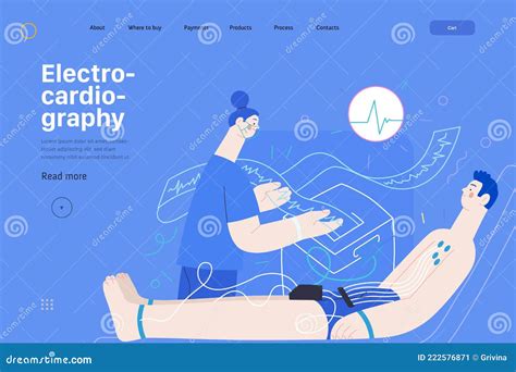 Ecg Electrocardiography Medical Tests Web Template Modern Flat