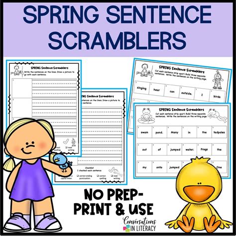 SPRING April and May Sentence Building Activities | Sentence Scramblers ...