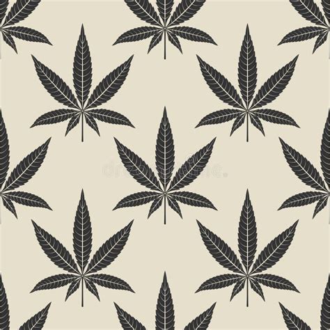 Black Cannabis Leaf Seamless Pattern Stock Vector - Illustration of ...