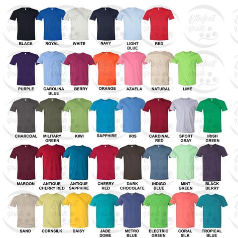 640 Color Chart Crew Neck Color Chart G640 Solid Colors Etsy Color Chart Etsy Custom Shirts