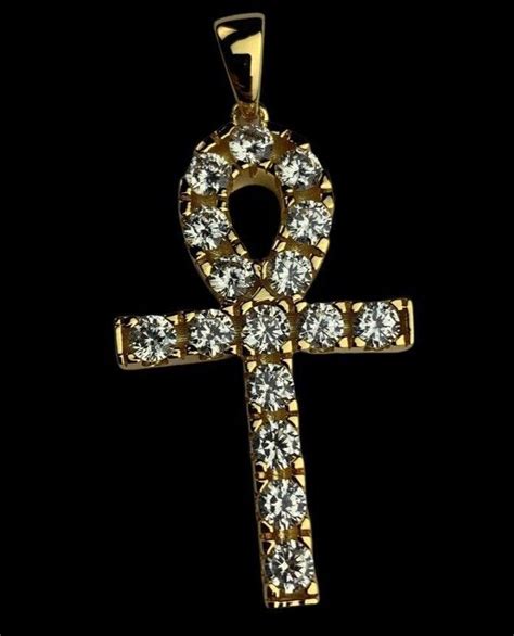 Diamond Ankh Pendant 18k Gold Filled Vvs Lab Diamonds Ebay