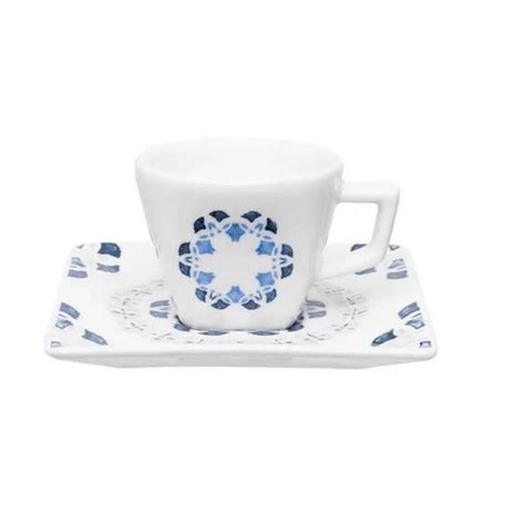 Xícara Café Porcelana 75Ml Quadrada Pires Quartier Babet Oxford