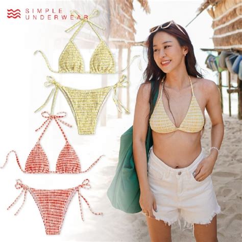 155 Simple Underwear bikini บกน สมอก ทรงสามเหลยม ผกขาง Shopee Thailand