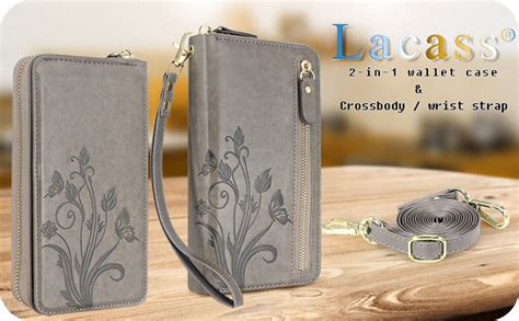 Lacass For Iphone 16 61 Inch 2024 Wallet Case Crossbody Dual Zipper Detachable