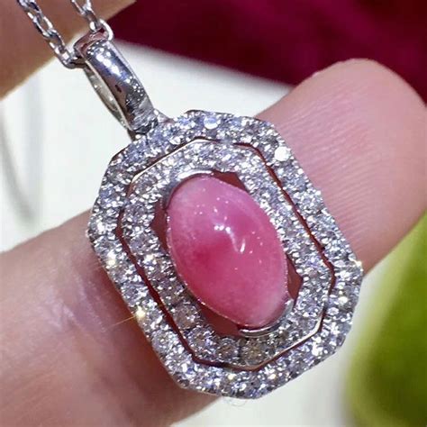 Conch pearl pendant Pt Platinum. Diamond 0.55ct Conch pearl 1.65ct，Rosy pink. Strong flame ...