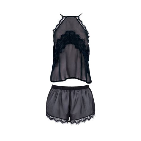 Bluebella Penelope Cami And Short Set Black BLLLA19 326 27 00 Bluebella Lingerie Outlet