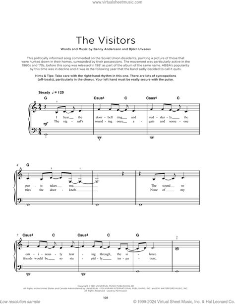 The Visitors Sheet Music For Piano Solo Pdf