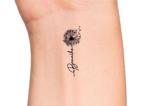 Breathe Dandelion Temporary Tattoo Etsy Cool Wrist Tattoos Wrist