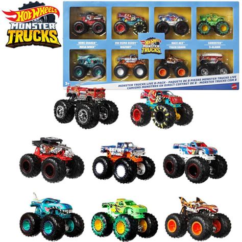 Машинка Mattel Hot Wheels Monster Trucks Монстр трак 2024 FYJ44 Восемь машинок игрушки для