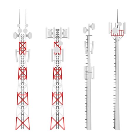 Premium Vector Transmission Cellular Towers Set Mobile