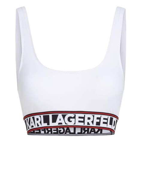 Karl Lagerfeld Logo Underband Bikini Top In White Lyst