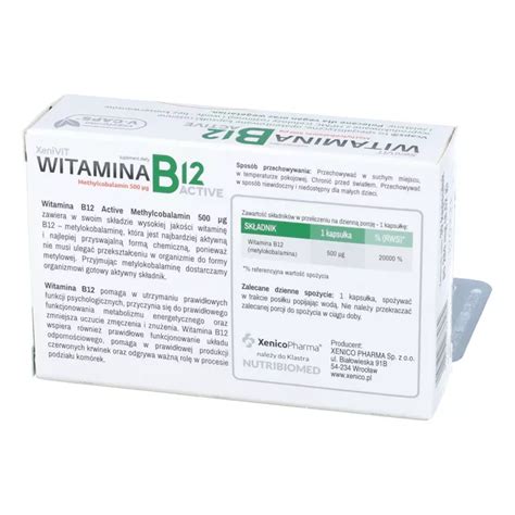 Witamina B12 Active Methylcobalamin 500 µg 30 kapsułek opinie skład