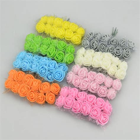 144PCS 72PCS 2cm Lace Mini Foam Rose Artificial Flower Bouquet