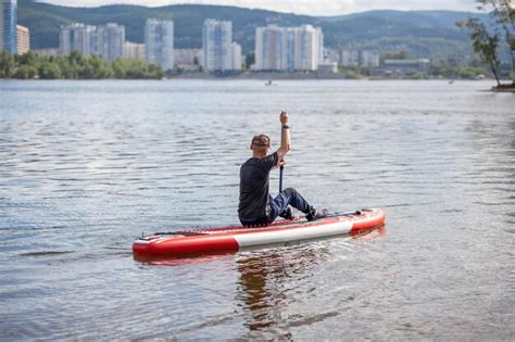 Premium Photo Sup Stand Up Paddle Board Man Paddle Boarding On Lake