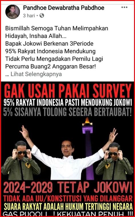 Pendukung Jokowi Mulai Kampanye Dukung Jokowi 3 Periode 2024 2029