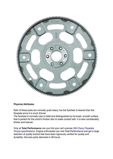 Chevy Flexplate Torque Specs By Total Performance Issuu