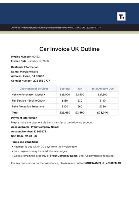Free Car Invoice Templates, Editable and Printable