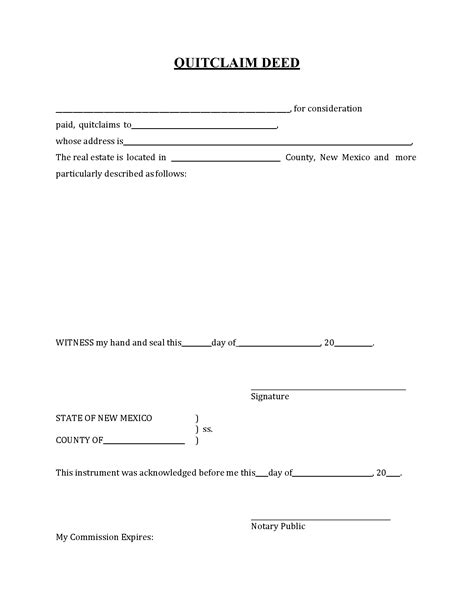 New Mexico Quit Claim Deed Free Printable Legal Forms