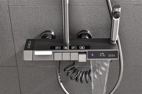 Gun Grey Function Rainfall Piano Key Hot And Cold Sprinkler Shower Head Sets System
