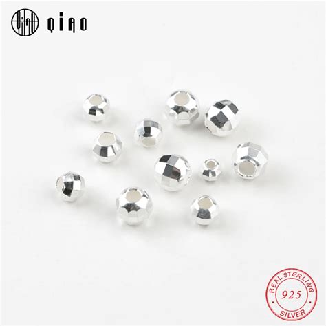 10PCS Facettierte 925 Sterling Silber Perlen Exquisite Faceted Silber