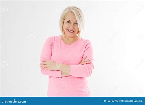 Gl Cklich Sch Ne Nahaufnahme Portr T Mittleren Alters Blonde Frau Mittelalterliche Gesunde Frau