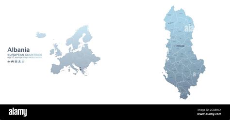 Albania map. blue gradient vector map of European countries Stock ...