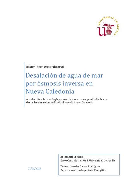 PDF Desalación de agua de mar por ósmosis inversa en Nueva DOKUMEN TIPS