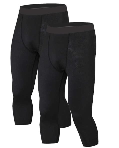 Mens 3 4 Compression Pants 2 Pack Capris Base Layer Sports Tights