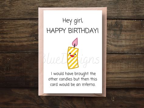 Funny Birthday Card for Her, Printable Funny Candle Birthday Card ...