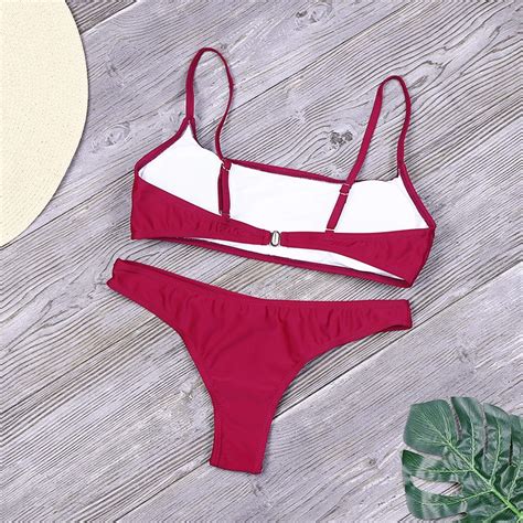 Best Product Lefeel Solid Bikini Set Women Sexy Brazilian Swimsuit