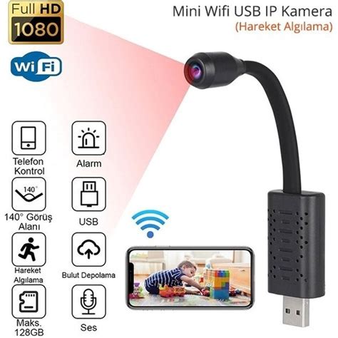 Filonline Mini Wıfı USB Ip Kamera Full Hd 1080P Hareket Fiyatı