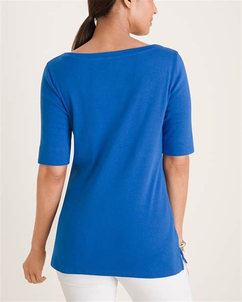 Pima Cotton Bateau Neck Tee Chicos