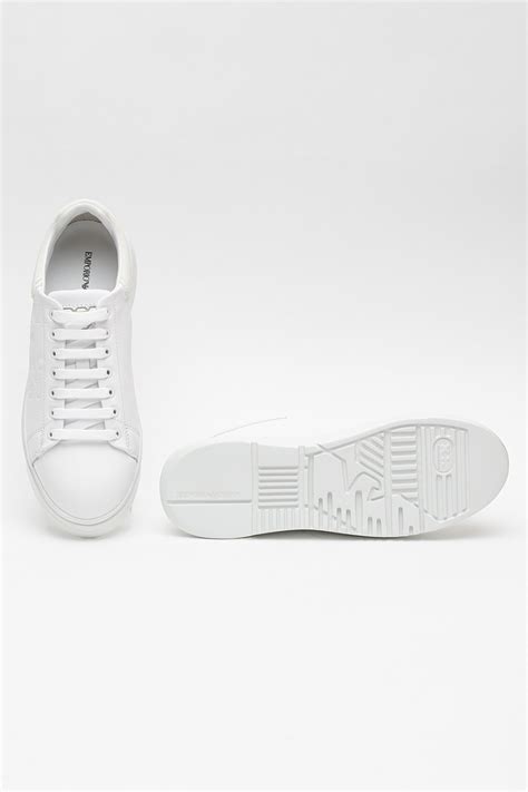 Emporio Armani, Спортни обувки с релефни елементи, Бял, 37 - eMAG.bg