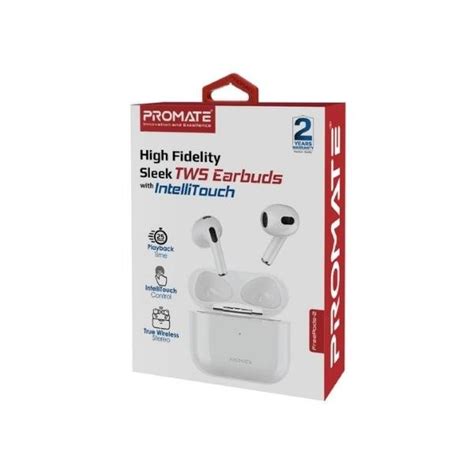 PROMATE FREE PODS 2 HIGH FIDELITY SLEEK TWS EARBUDS WHITE Market 4tech