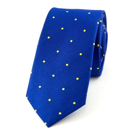 Royal Blue Yellow Polka Dot Silk Skinny Tie From Ties Planet UK