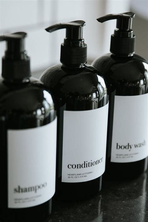 Minimalist Black Shampoo Conditioner Body Wash Face Wash Refillable Bottles Set Of 4 Bath