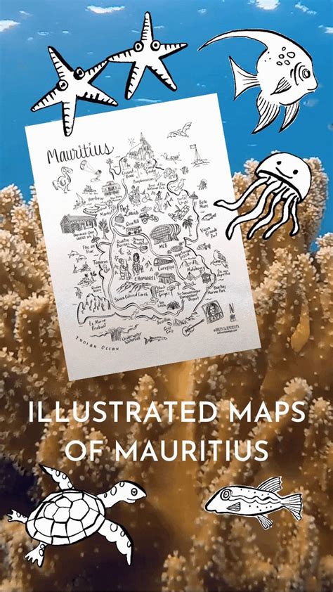 Illustrated maps of Mauritius by Roots Seychelles | Illustrated map ...